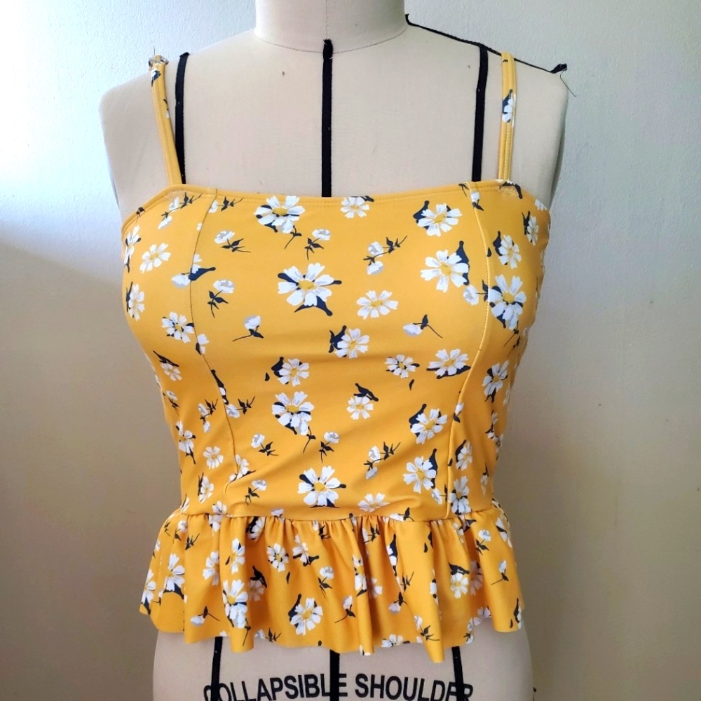 2 FOR $20!! Yellow Floral Tankini